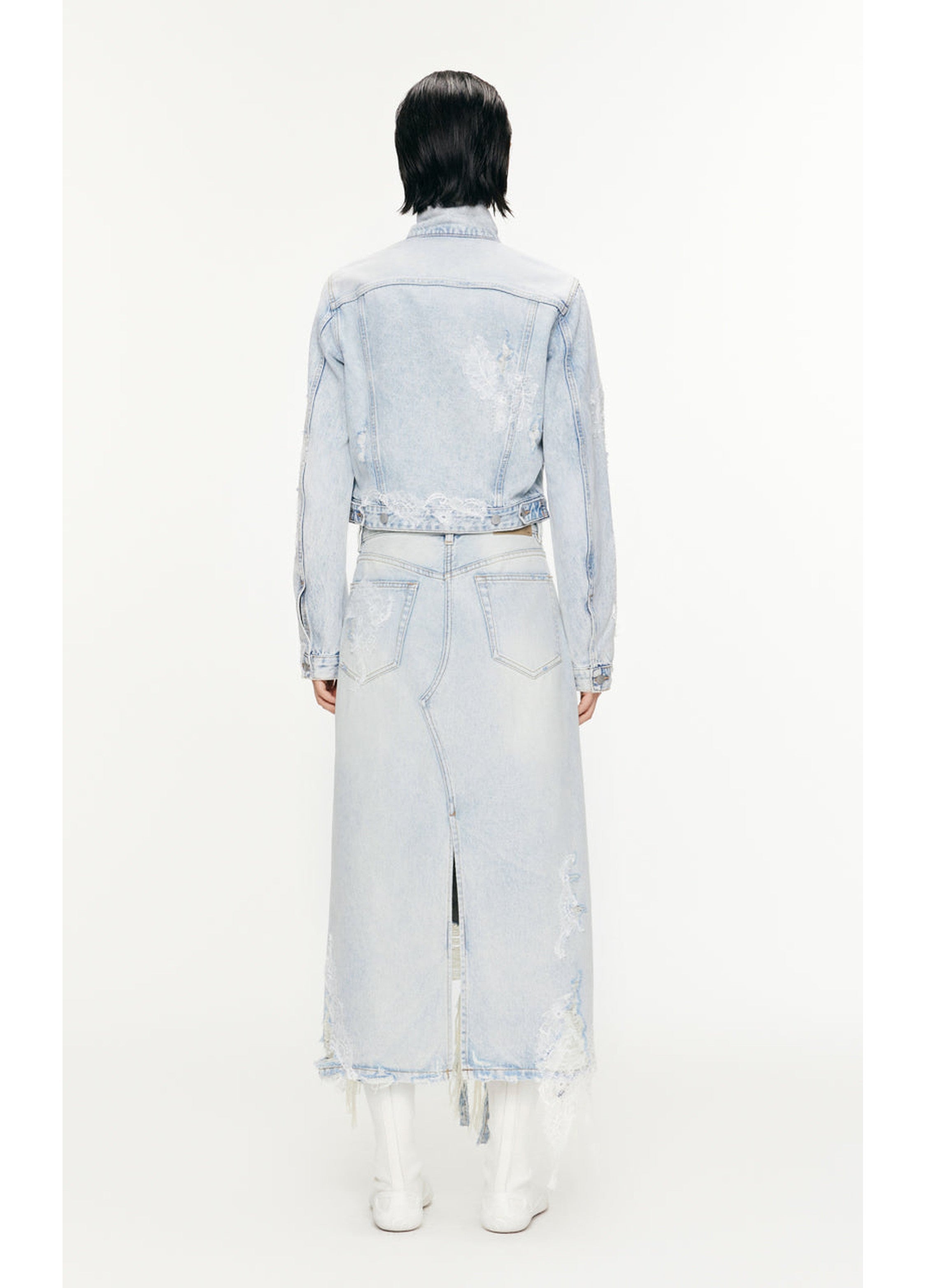 Lace patchwork denim jacket