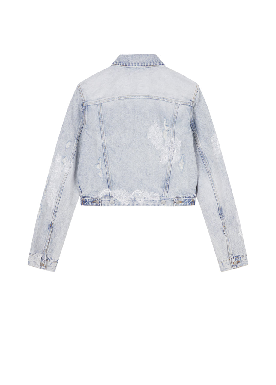 Lace patchwork denim jacket