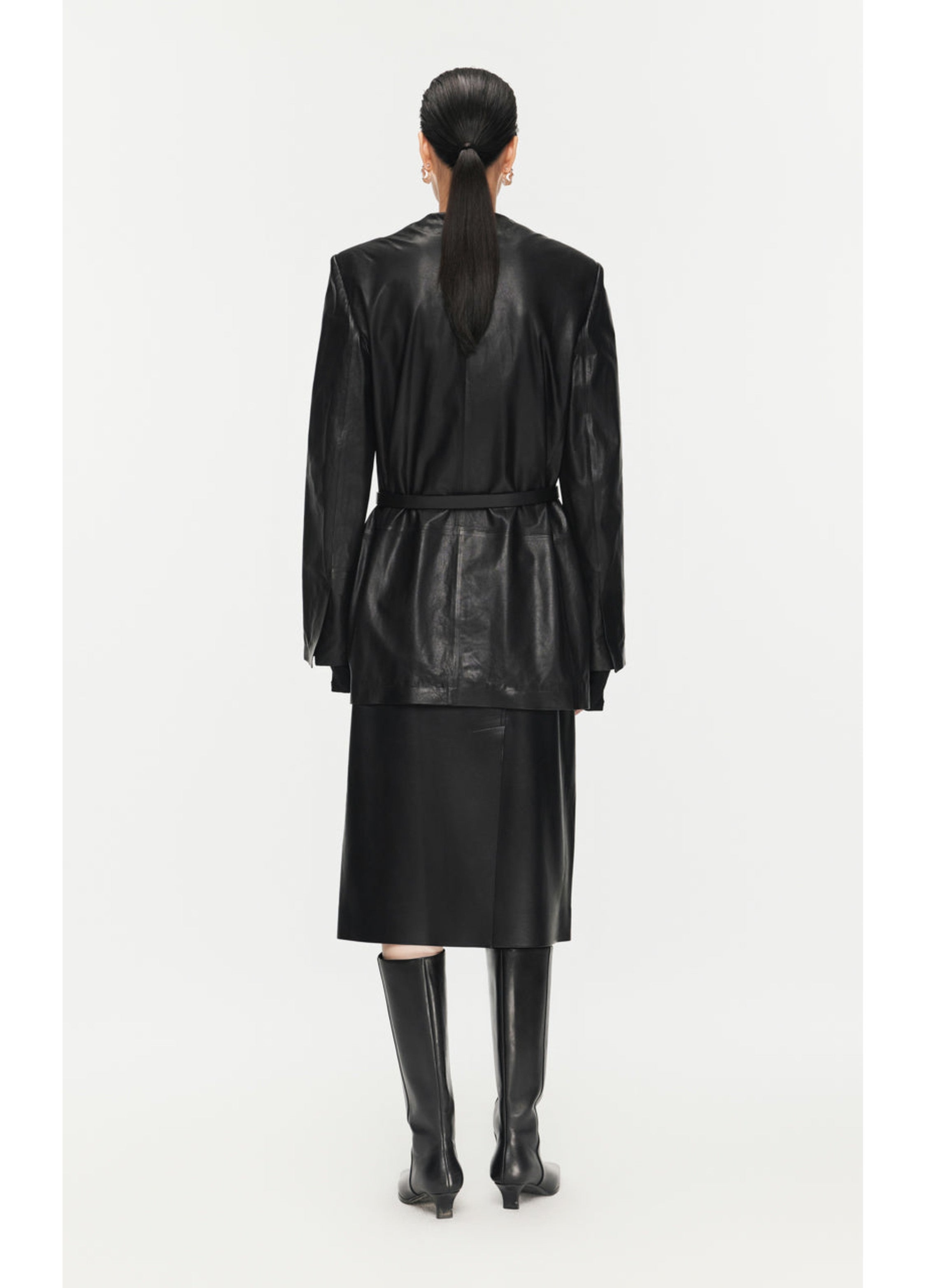 mid size PU waist skirt