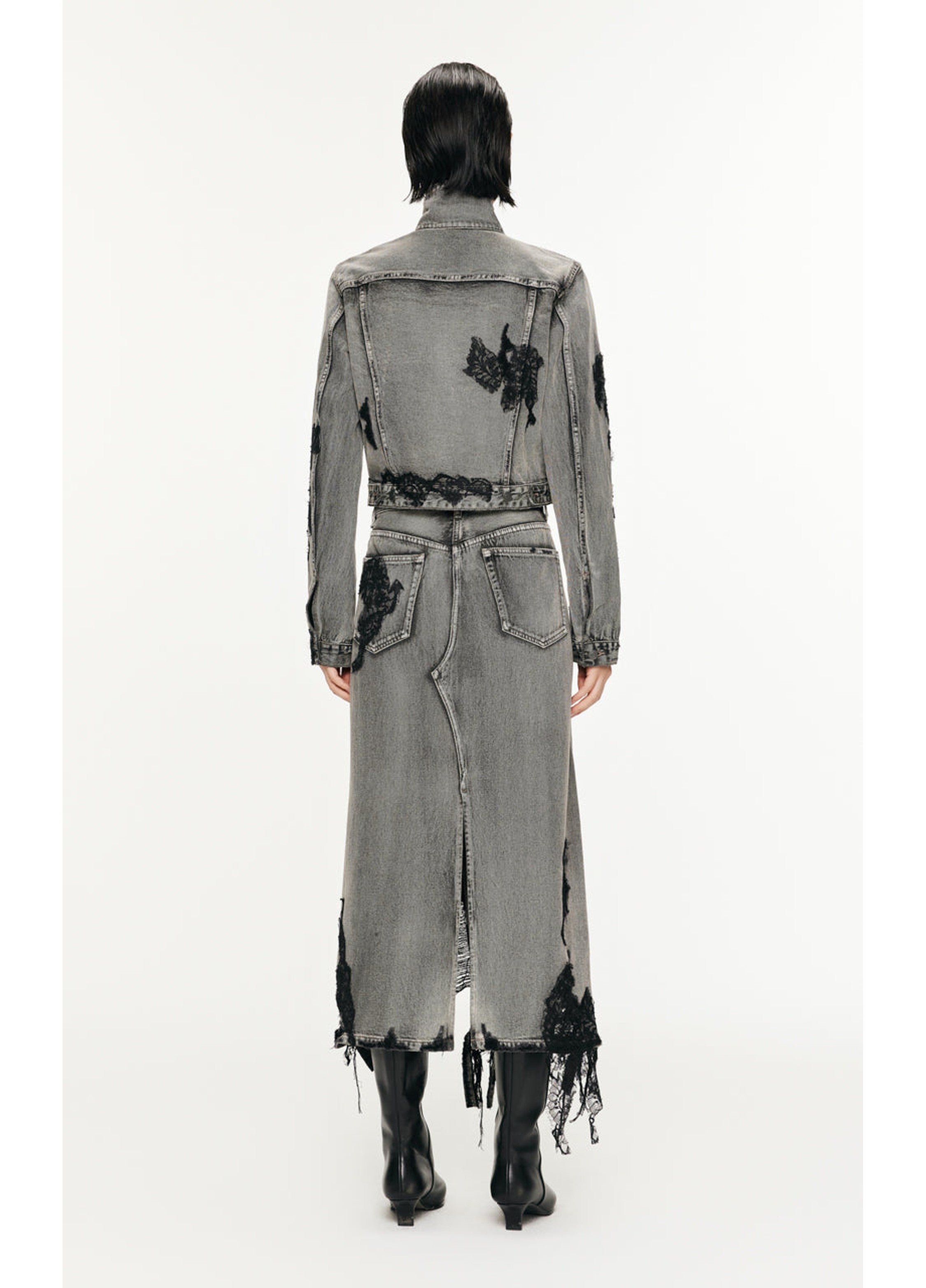 Lace patchwork H-shaped skirt