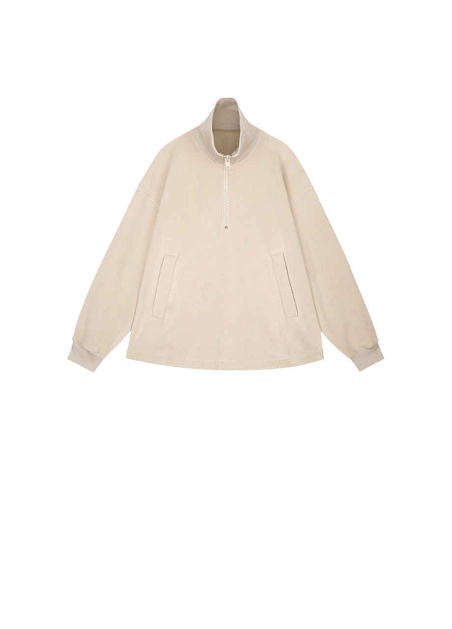 Oversized Zip-Front Pullover With Drawstring Hem