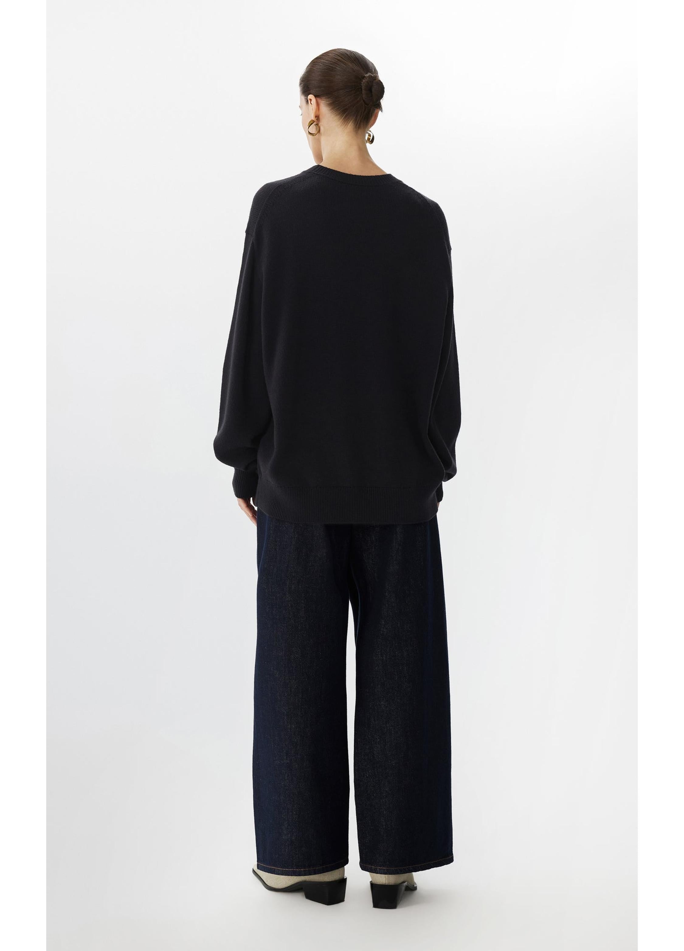 Loose Fit Cat Print Long-Sleeve Sweater