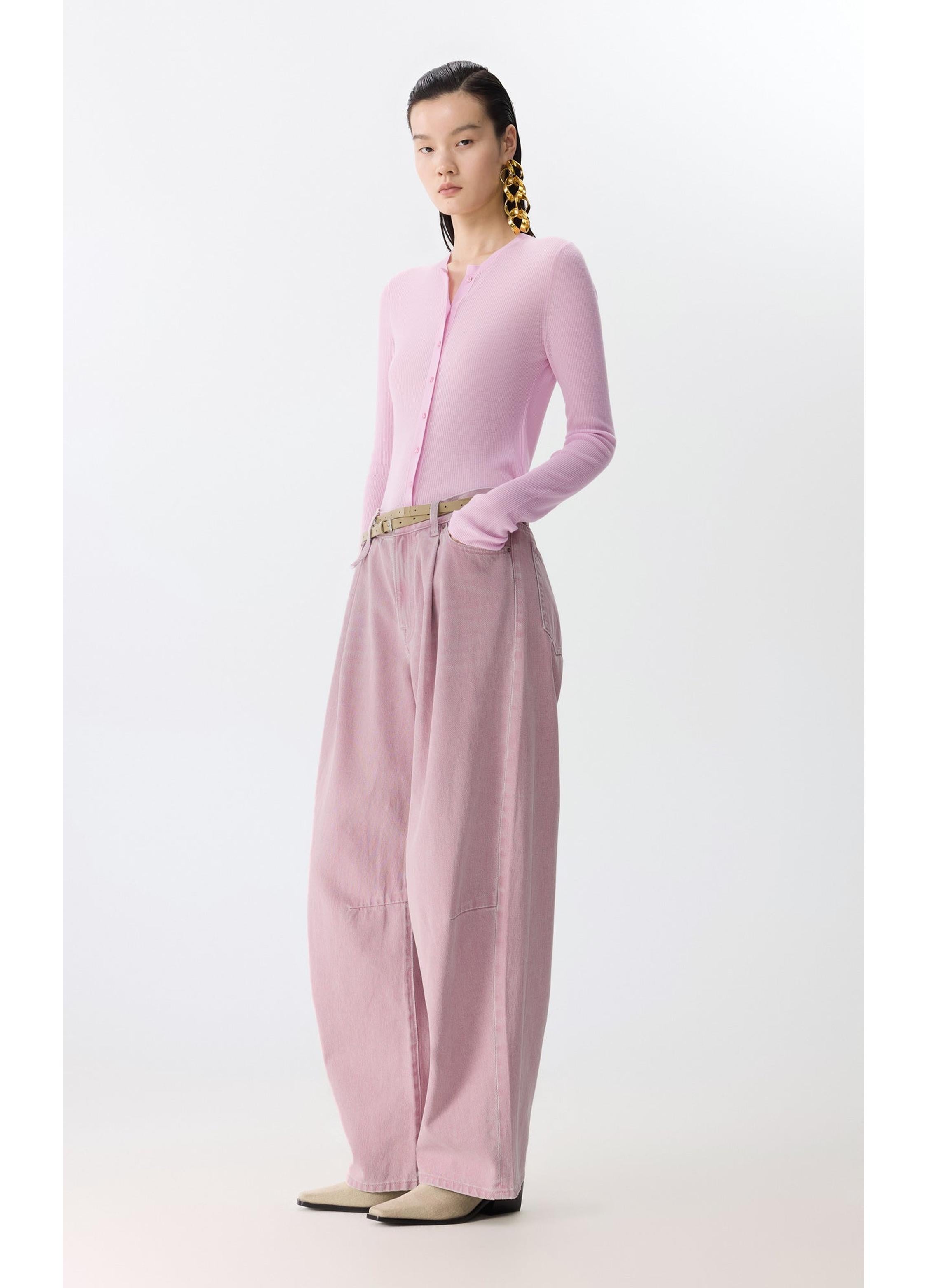 Straight-Leg Cuffed Denim Jeans