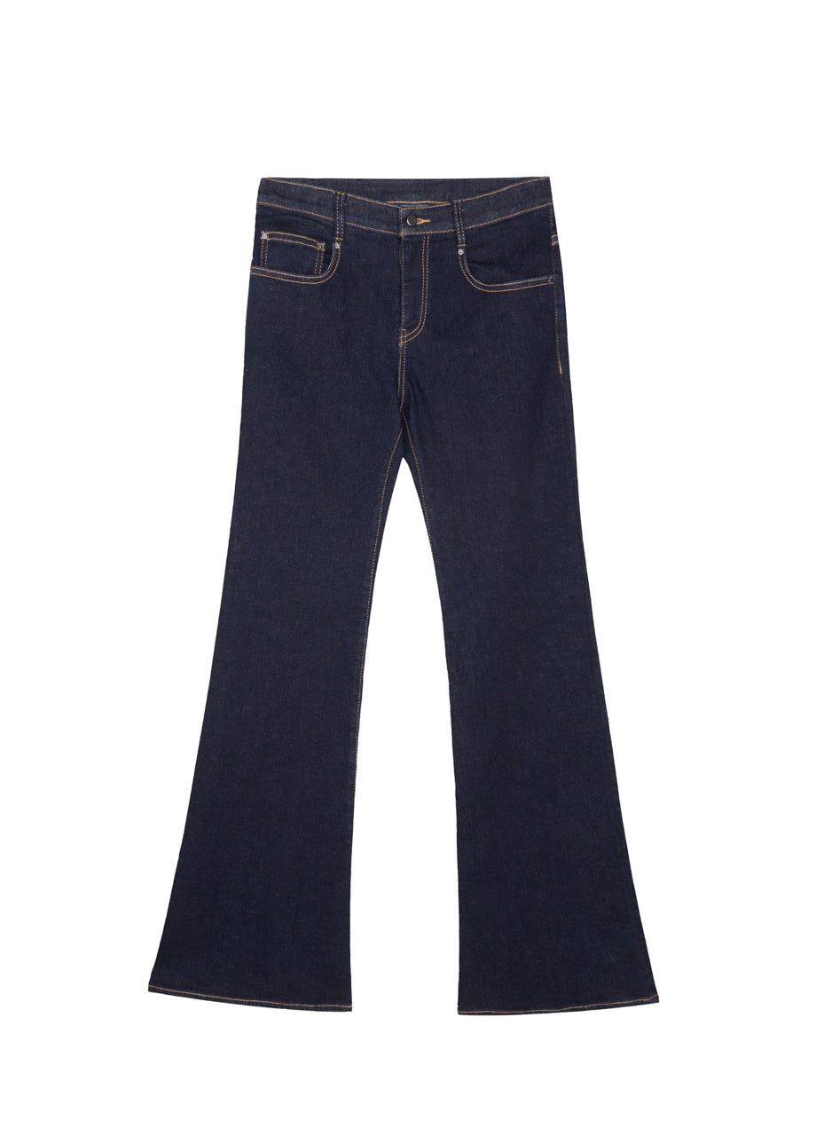 slim fit denim flared pants