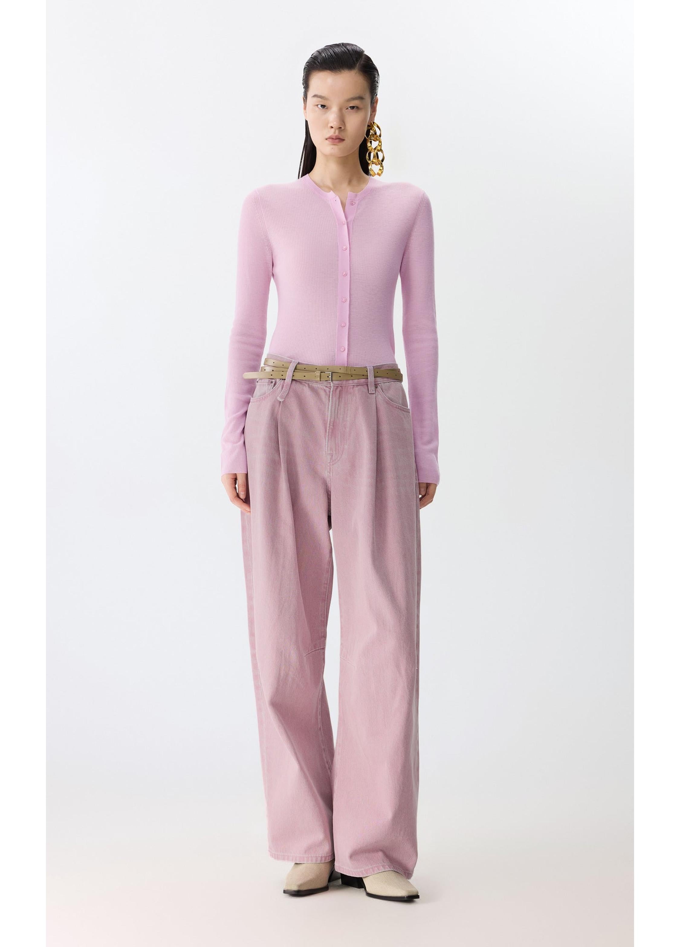 Straight-Leg Cuffed Denim Jeans